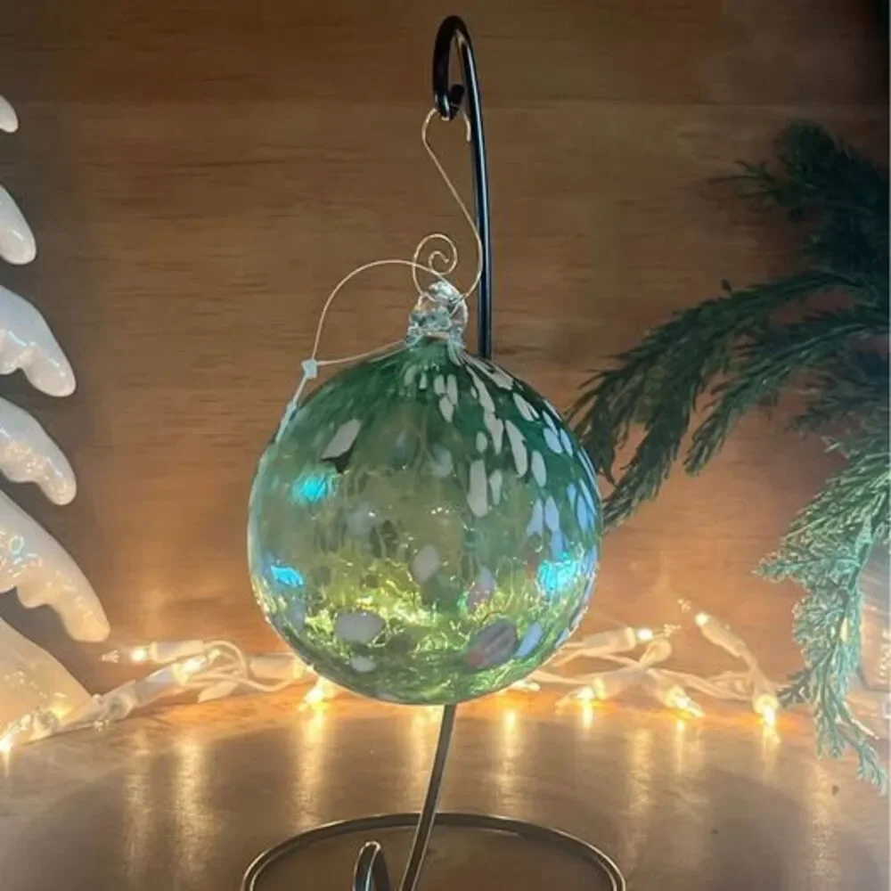 Handblown Murano Glass Witch Ball Ornament new with tags 3.5”